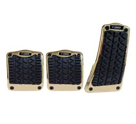 Ntr967 3 Pcs Tire Tread Gold Manual Car Suv Brake Gas Foot Pedal Pads Covers