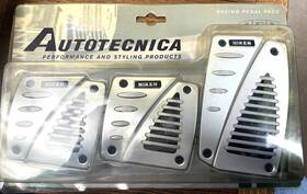 305250 Autotecnica Racing Pedal Pads - Model Silver Gas Clutch And Brake