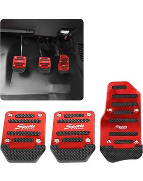 Tm14-0002-rd Auxito 3 Piece Universal Car Non-slip Manual Pedal Brake And Gas Cover Set Red