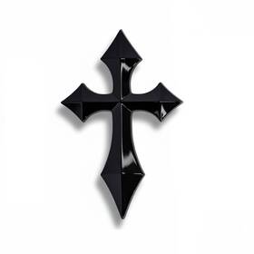 Cl-2511-chross-bk Carlab 3d Pointed Christian Cross Emblem Badge Sticker Gloss Black Car And Truck Decal