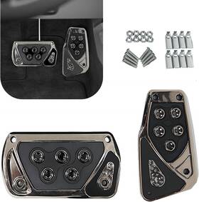 Fun38 Flygun 2 Pcs Car Transmission Brake Pedal Cover 2.55in X 5.11in Black