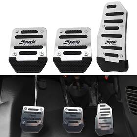 Fun488 Flygun Pack-3 Car Non-slip Pedal Pads Set Accelerator 3 Pcs Silver