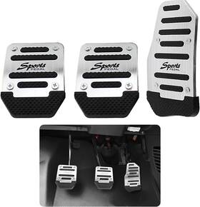Gk38 Gkmow Pack-3 Car Non-slip Aluminum Alloy Pedal Pads Anti-rubbing 3 Pcs Silver