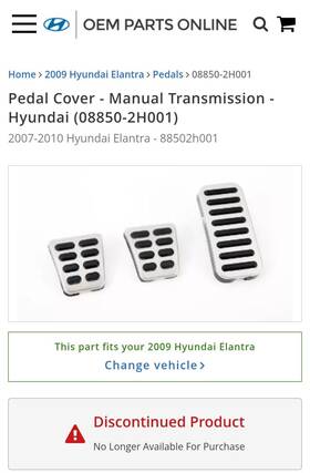 08850-2h001 Hyundai Pedal Pad Kit Rare