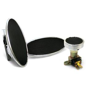 Jlm903bc Johnny Law Motors Oval Floor Mount Gas Pedal Lg Brake Pad And Dimmer Chromed Billet