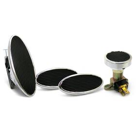 Jlm903c3 Johnny Law Motors Oval Floor Mount Gas Pedal Sm Brake/clutch/dimmer Pad Chromed Billet