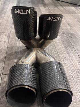 Nt-2556-2 Netami Gloss Quad Carbon Fiber Exhaust Tips Double Layers