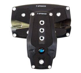 Nrg 840301203287 Brushed Aluminum Sport Pedal A/t - Black With Rubber Inserts
