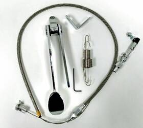Hr0040 Pirate Mfg Hot Rod Chrome Spoon Throttle Pedal Kit With 24 Inch Ss Braided Cable Return Spring