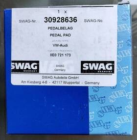 8e0721173 Swag 30928636 - Brake / Clutch Pedal Pad Fits Audi A4 A6 Vw Passat Germany