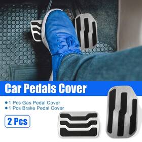 Uxcell 724708440462 2pcs Gas Brake Pedal Cover Anti Slip Foot For Ford F-150 15-20 Silver Tone