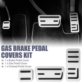 X Autohaux 724708689045 Foot Pedal Brake Gas Pad Footrest Kit For Honda Fit 2021 Silver Tone