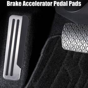 X Autohaux 726215279795 Foot Pedal Cover Non-slip No Drill Metal For Nissan Infiniti Silver Tone