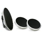 Oval Floor Mount Gas Pedal, Round Brake & Clutch Pad Chromed Billet Custom. Fixed Price $219.95.