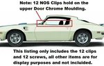 12 Nos Door Reveal Clips & Stud Screws! For F-body Trans Firebird Camaro Z28. Fixed Price $38.00.