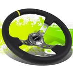 Nrg RST-006GM-Y 350MM 3"DEEP Dish Silver Spoke Leather W/stripe Steering Wheel. Fixed Price $134.00.