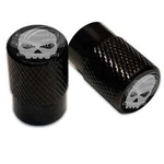 2 Black Billet Aluminum Knurled Tire Valve Caps - Grey Skull. Fixed Price $9.99.