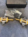 Ht M2 Titanium Pedals, Clipless Mtb Xcc Xco Racing, Gold Anodized Long 55MM. Fixed Price $175.00.