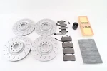 Alfa Romeo Giulia Filters & Front Rear Brake Pads Rotors Drilled Upgrade. Fixed Price $446.25.