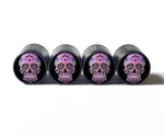 Sugar Skull (style 8) Tire Valve Caps - Black Aluminum Set Of Four Universal. Fixed Price $15.99.