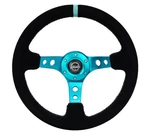 Nrg Reinforced Steering Wheel (350MM/ 3IN. Deep) Black Suede/ Teal Center. Fixed Price $129.05.