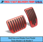 2 Pcs Red Aluminum Alloy Anti-slip Gas Brake Pedal Cover Tesla Model 3 And. Fixed Price $13.99.
