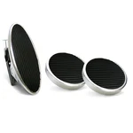 Oval Floor Mount Gas Pedal, Round Brake & Clutch Pad Chromed Billet Custom. Fixed Price $219.95.