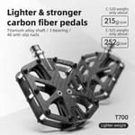 Rockbros Mtb Pedals Carbon Fiber 3 Bearing Non-slip 9/16" Wide Flat. Fixed Price $52.99.
