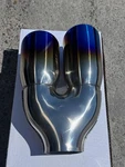 Exhaust Tip Blue Flame Series Passenger Side Staggered Round Angle Cut Dual. Fixed Price $89.95.