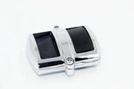 Chrome Brake Pedal / Heel Shift Cover Black Rubber Pads. Fixed Price $12.99.