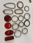 Lot Of 17 Vintage Antique Tail Light Bezel Trim Rings Lens. Fixed Price $50.00.