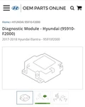 2017 2018 Hyundai Elantra Control Module 95910-F2000. 95910F20000. Fixed Price $149.99.