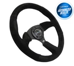 Nrg 350MM Racing Steering Wheel Black Spoke Center Suded RST-023MB-SA. Fixed Price $189.00.