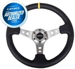 New Nrg Steering Wheel Black Leather Gun Metal Spoke Yellow Stripe RST-006GM-Y. Fixed Price $127.30.