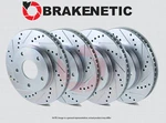 Front+rear Brakenetic Sport Drilled Slotted Disc Rotors BSR84354. Fixed Price $242.00.