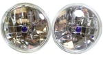 7" Tri-bar Blue Dot Headlight Pair W/ H4 Bulb 12V Chevy Ford Chrysler Street Rod. Fixed Price $58.99.