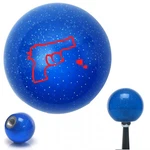 Red Gun Outline Blue Metal Flake Knob W/ M16X1.5 Insert Shifter Auto Brody. Fixed Price $89.95.