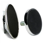 Oval Floor Mount Gas Pedal, Round Brake Pad Chromed Billet American Shifter. Fixed Price $159.95.