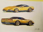 Corvette Design Drawing By Legendary John Schinella Gm Sketch Signed Scarce 2001. Fixed Price $5029.50.