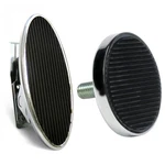 Oval Floor Mount Gas Pedal, Round Brake Pad Chromed Billet American Shifter. Fixed Price $159.95.