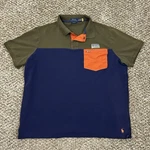 Polo Ralph Lauren Navy Colorblock Summit Classic Zip Pocket Shirt Men Xl. Fixed Price $29.99.