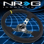 Nrg Performance 350MM 3"DEEP Silver Sporks Leather Steering Wheel RST-006GM-Y. Fixed Price $134.00.