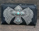 Montana Wallet With Turquoise Cross 8" Clutch Western Cowgirl Black. Fixed Price $13.99.