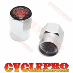 2 Silver Hex - Billet Aluminum Custom Valve Caps For Motorcycle 1%ER Red Devil. Fixed Price $9.99.